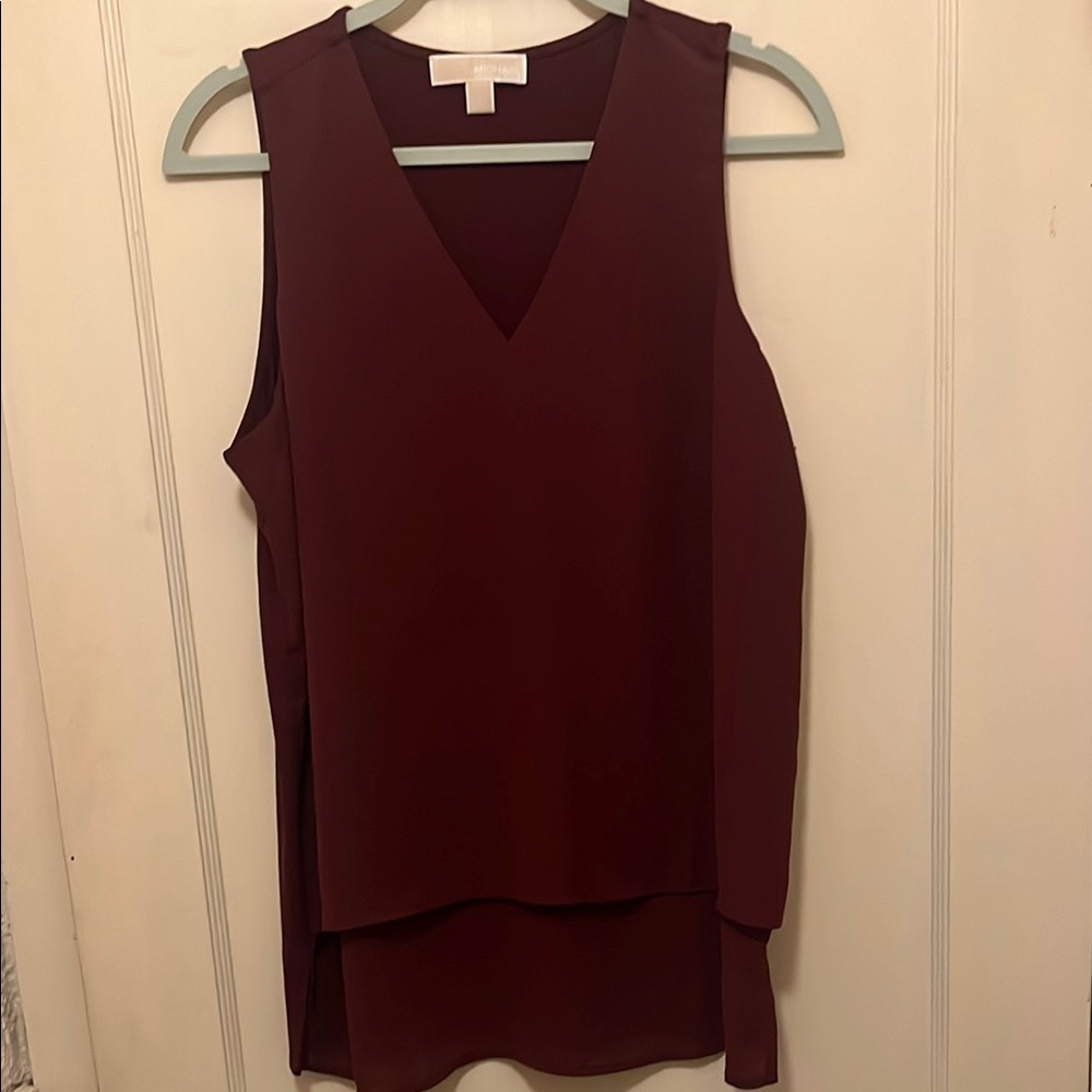 Michael Kors Red Asymmetrical Tank Top Size L